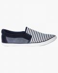 Men Navy & White Striped Shoes - Side