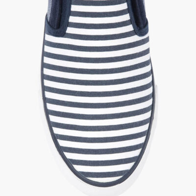 Men Navy & White Striped Shoes - Front