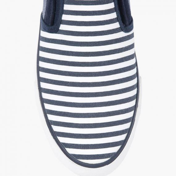Men Navy & White Striped Shoes - Front